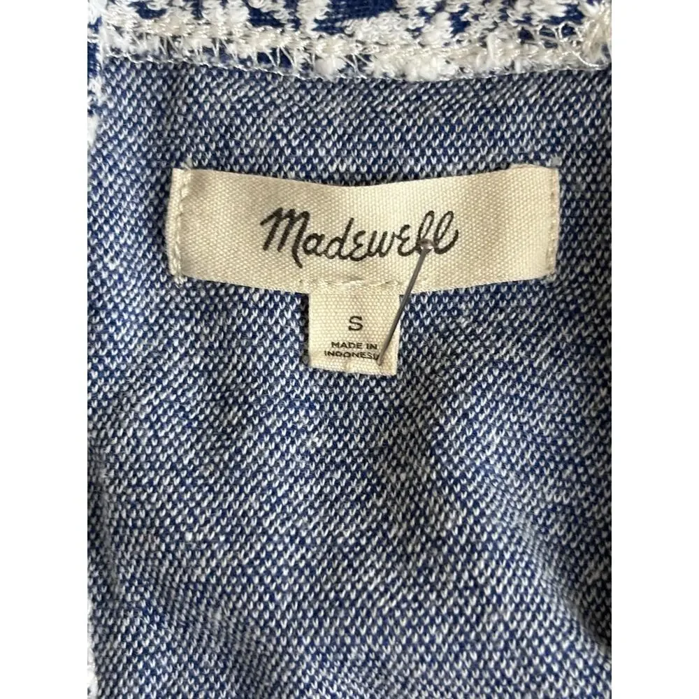 Madewell Floral Jacquard Button Back Square Neck Top Size Small